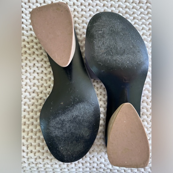 Mercedes Castillo Izar 8.5 High Low Blue suede slides angular heel - Picture 9 of 10